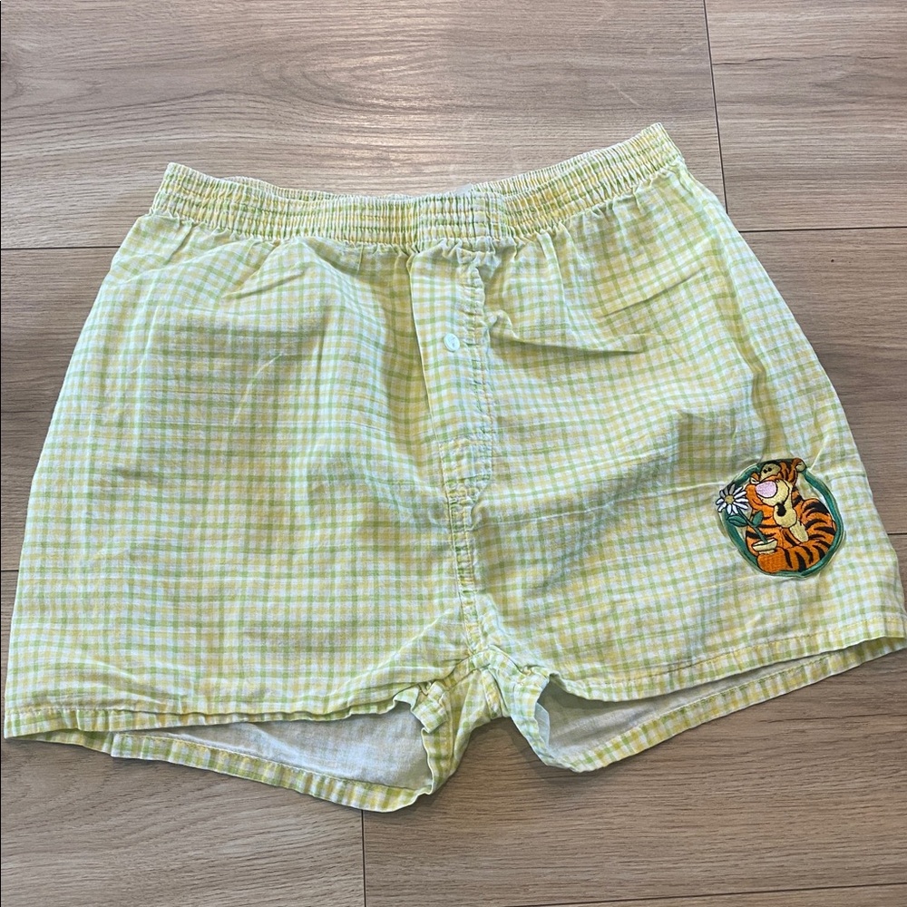 Pooh Vintage Boxer Flannel Shorts with Tigger Patch